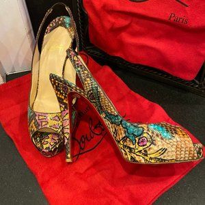 Authentic Louboutin Python Peep Toe Slingback